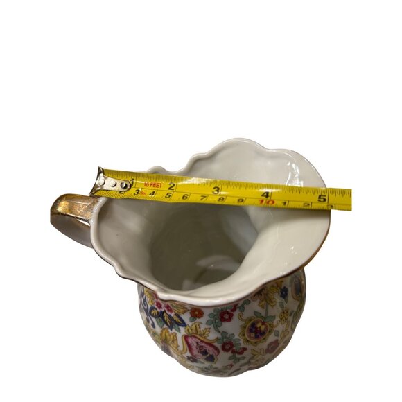 Lefton Vintage Porcelain Floral Pitcher & Basin With Gold Accents - Picture 11 of 11